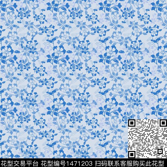 花卉年轻女性小碎花传统印花华亿平台下载（图片编号: 1471203） - 瓦栏（Walan）