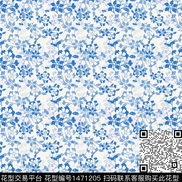 花卉年轻女性小碎花传统印花华亿平台下载（图片编号: 1471205） - 瓦栏（Walan）