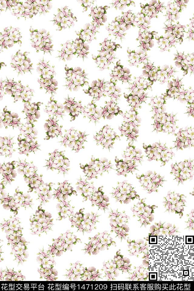 清爽底花卉花卉大牌风数码印花华亿平台下载（图片编号: 1471209） - 瓦栏（Walan）