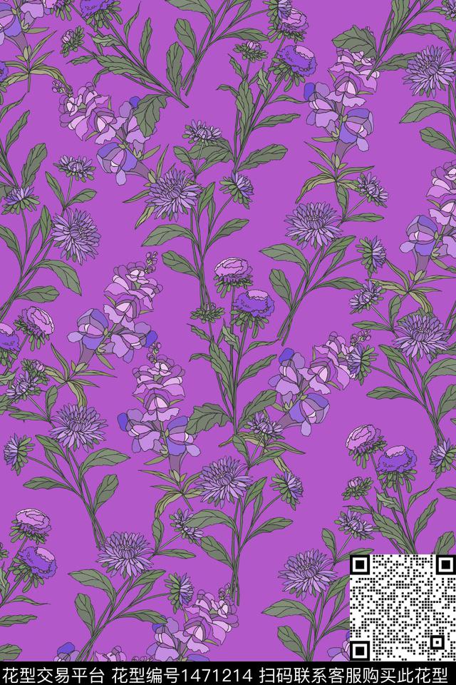 绿植树叶扎染华亿平台花卉数码印花华亿平台下载（图片编号: 1471214） - 瓦栏（Walan）