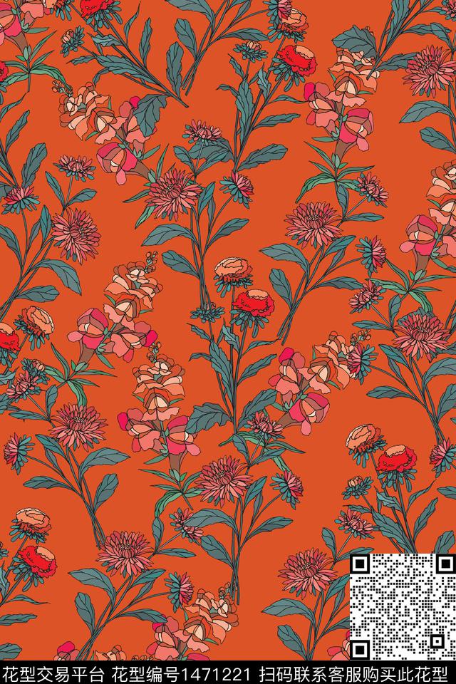 绿植树叶扎染华亿平台花卉数码印花华亿平台下载（图片编号: 1471221） - 瓦栏（Walan）