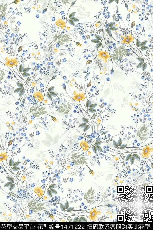 扎染华亿平台花卉大牌风数码印花华亿平台下载（图片编号: 1471222） - 瓦栏（Walan）