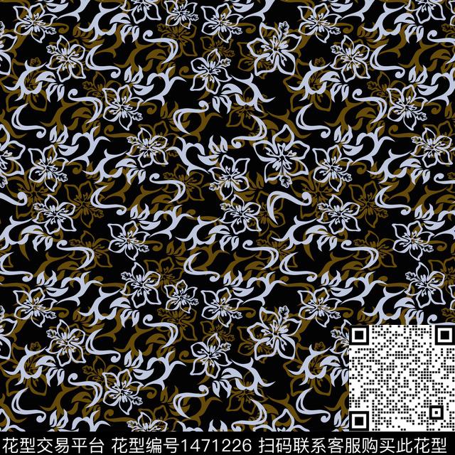 花卉年轻女性小碎花传统印花华亿平台下载（图片编号: 1471226） - 瓦栏（Walan）