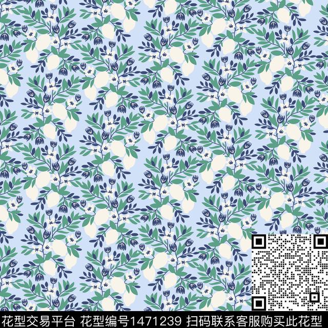 柠檬小清新小碎花传统印花华亿平台下载（图片编号: 1471239） - 瓦栏（Walan）
