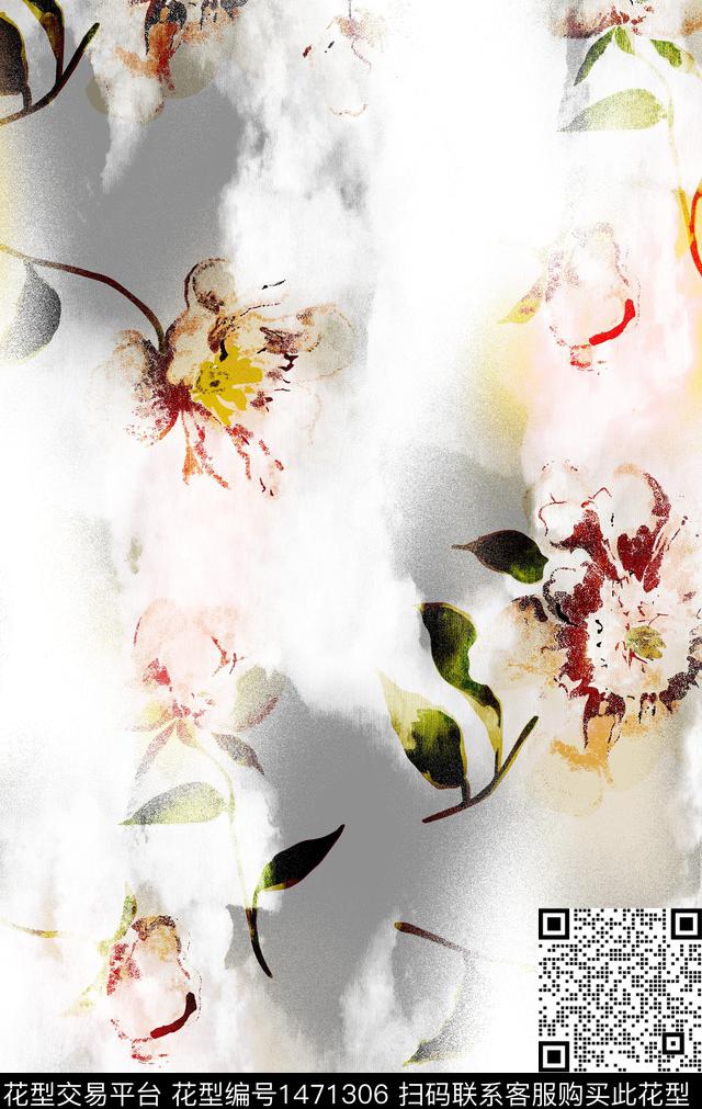 绿植树叶几何扎染华亿平台数码印花华亿平台下载（图片编号: 1471306） - 瓦栏（Walan）