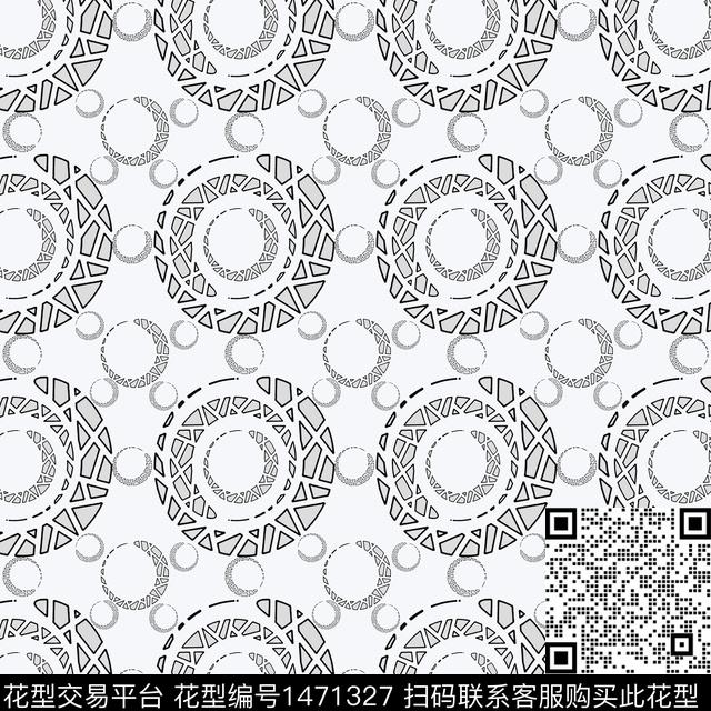 几何卡通圆圈与波点传统印花华亿平台下载（图片编号: 1471327） - 瓦栏（Walan）