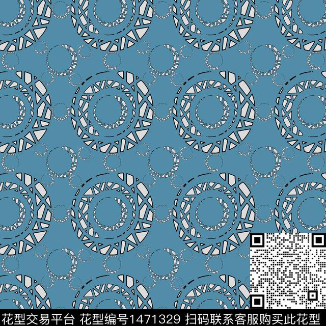 几何卡通圆圈与波点传统印花华亿平台下载（图片编号: 1471329） - 瓦栏（Walan）