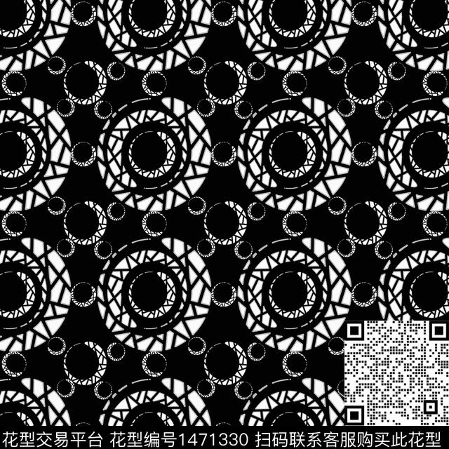 几何卡通圆圈与波点传统印花华亿平台下载（图片编号: 1471330） - 瓦栏（Walan）