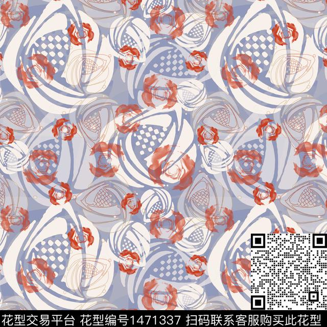 花卉小碎花红玫瑰数码印花华亿平台下载（图片编号: 1471337） - 瓦栏（Walan）