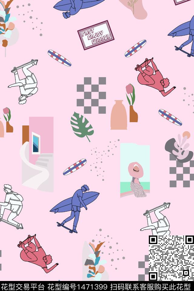 简约卡通矢量数码印花华亿平台下载（图片编号: 1471399） - 瓦栏（Walan）