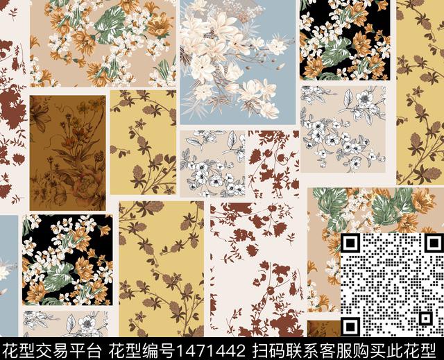 绿植树叶花卉旗袍数码印花华亿平台下载（图片编号: 1471442） - 瓦栏（Walan）