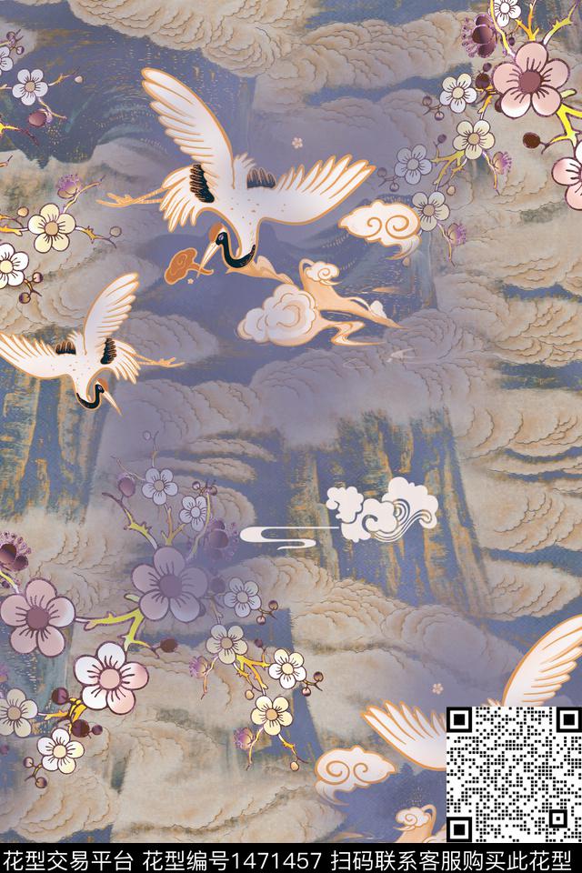 中国风香云纱复古旗袍华亿平台数码印花华亿平台下载（图片编号: 1471457） - 瓦栏（Walan）