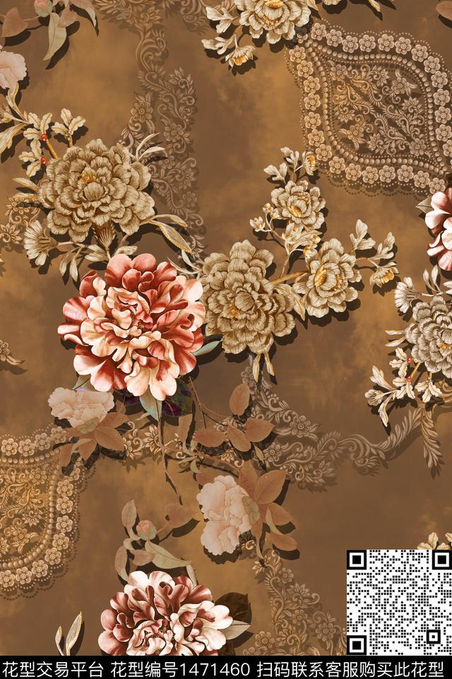 真丝香云纱复古旗袍华亿平台数码印花华亿平台下载（图片编号: 1471460） - 瓦栏（Walan）