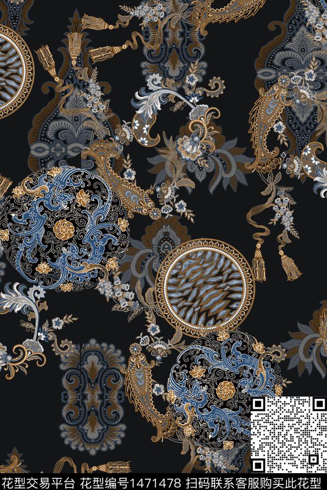 民族风香云纱中国风数码印花华亿平台下载（图片编号: 1471478） - 瓦栏（Walan）