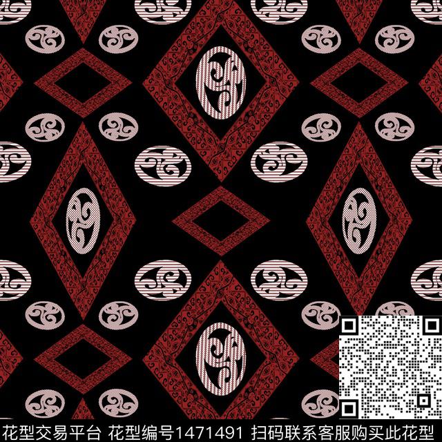 几何传统纹样民族风传统印花华亿平台下载（图片编号: 1471491） - 瓦栏（Walan）