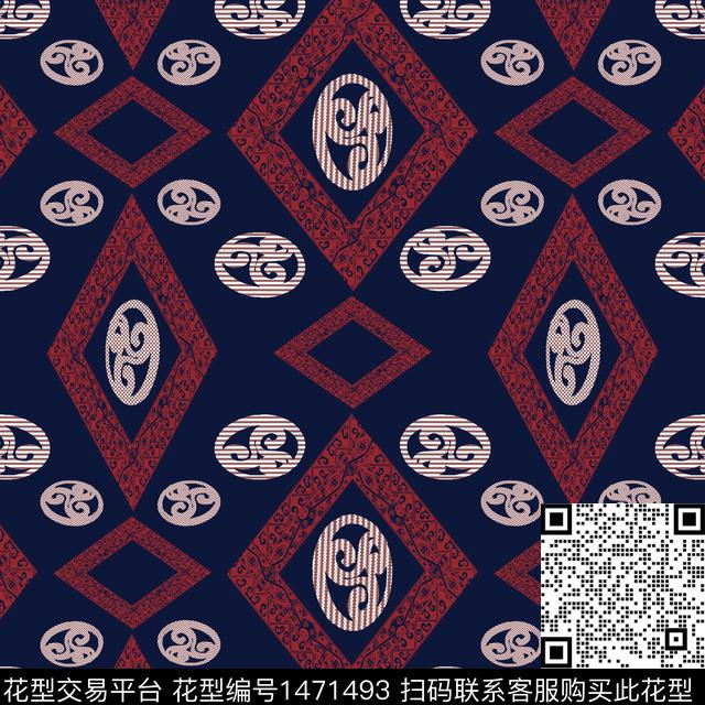 几何传统纹样民族风传统印花华亿平台下载（图片编号: 1471493） - 瓦栏（Walan）