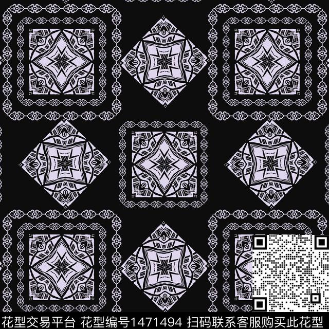 格子几何民族风传统印花华亿平台下载（图片编号: 1471494） - 瓦栏（Walan）