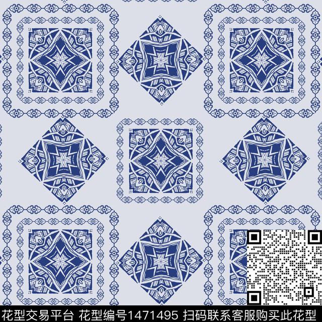 格子几何民族风传统印花华亿平台下载（图片编号: 1471495） - 瓦栏（Walan）