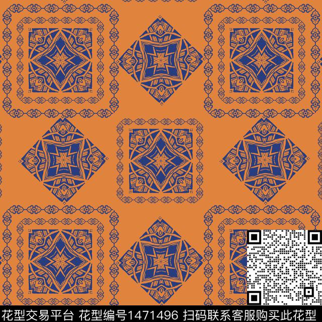 格子几何民族风传统印花华亿平台下载（图片编号: 1471496） - 瓦栏（Walan）