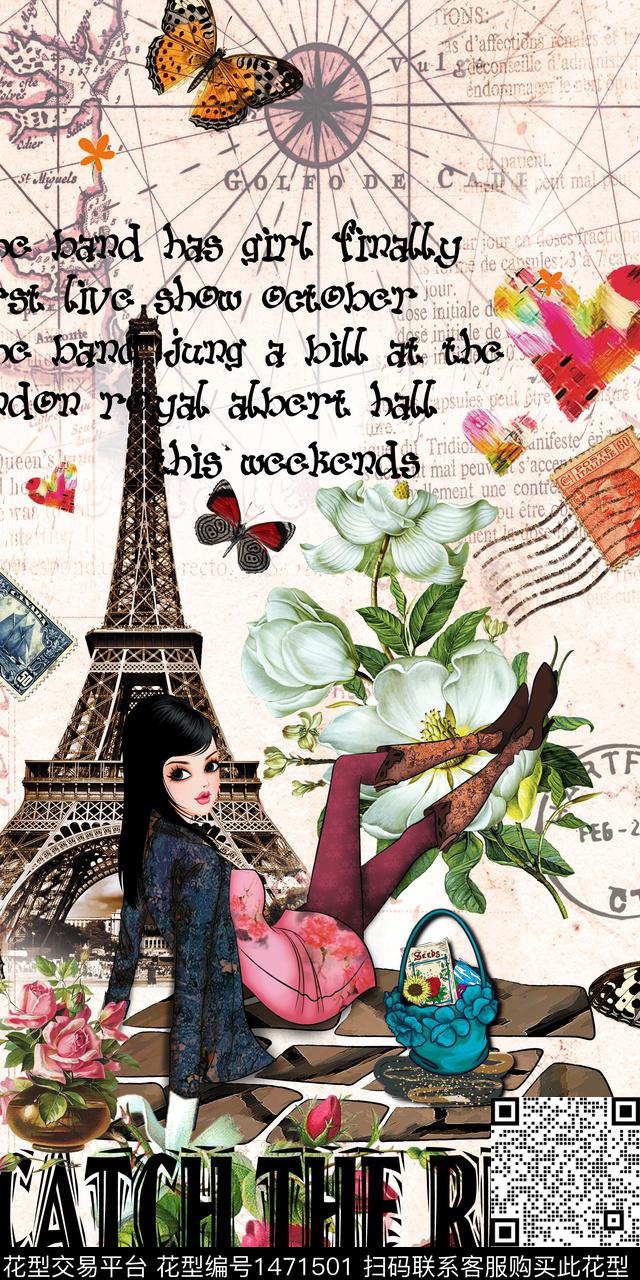 定位花复古花卉数码印花华亿平台下载（图片编号: 1471501） - 瓦栏（Walan）