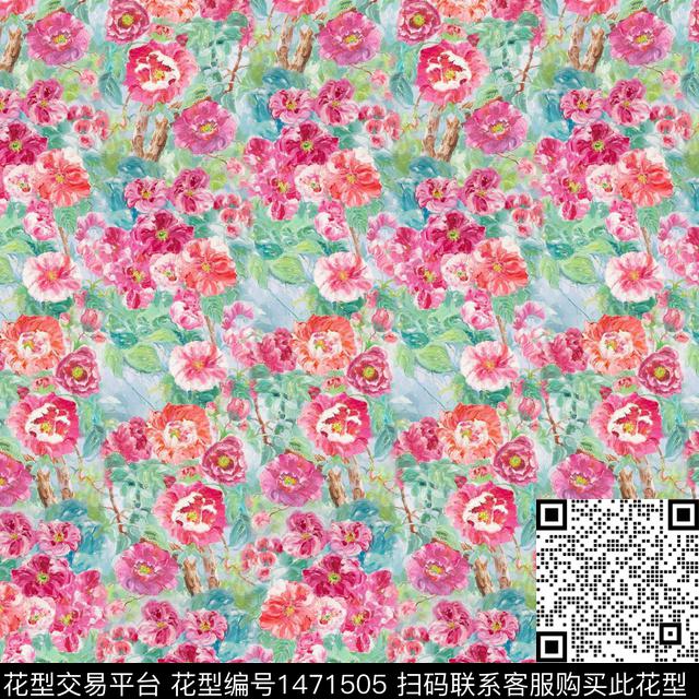 樱花小碎花粉红数码印花华亿平台下载（图片编号: 1471505） - 瓦栏（Walan）