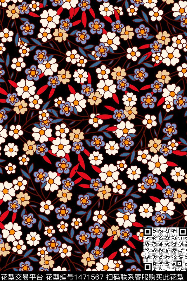 女装大牌风小碎花数码印花华亿平台下载（图片编号: 1471567） - 瓦栏（Walan）