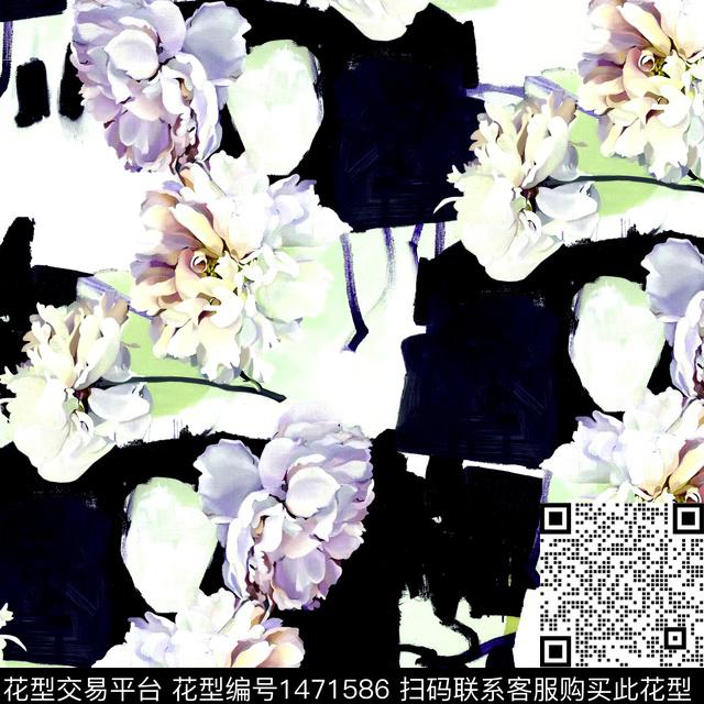 向日葵牡丹小碎花数码印花华亿平台下载（图片编号: 1471586） - 瓦栏（Walan）