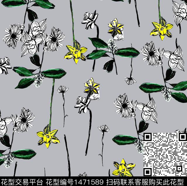 水仙花审年轻女性数码印花华亿平台下载（图片编号: 1471589） - 瓦栏（Walan）