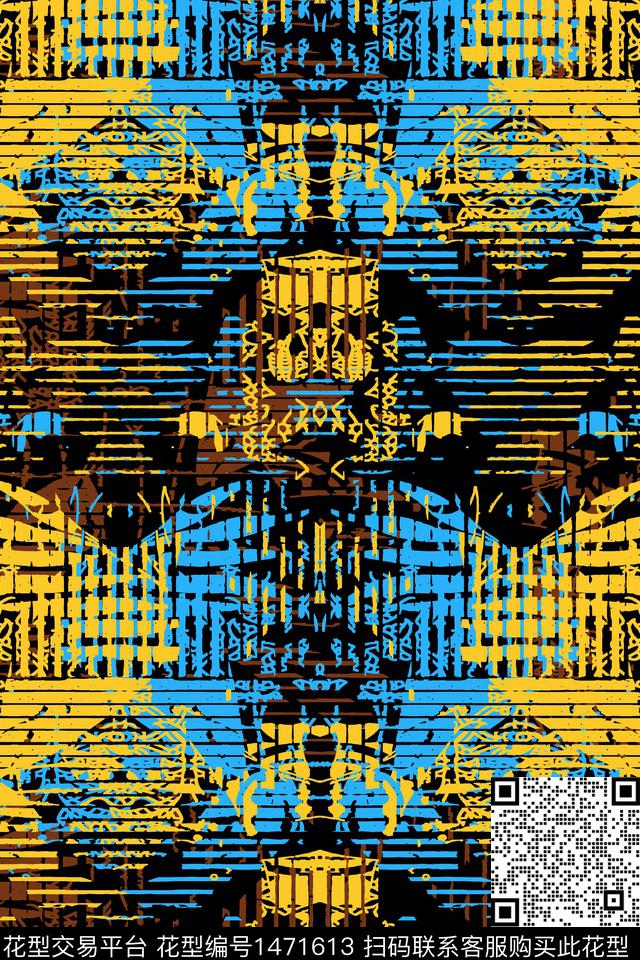 线条炫彩几何传统印花华亿平台下载（图片编号: 1471613） - 瓦栏（Walan）