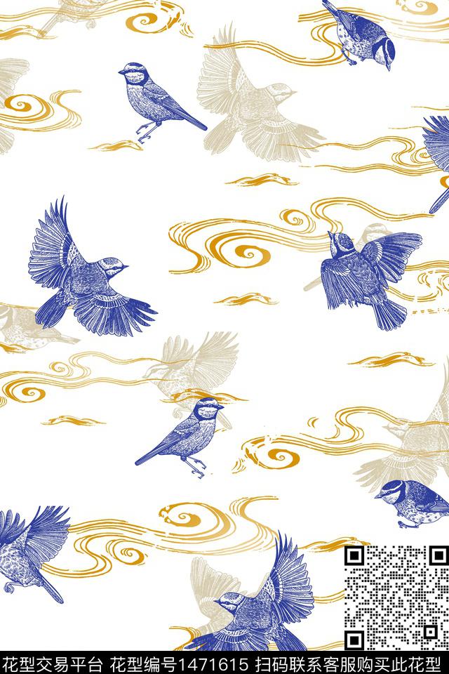 祥云传统纹样大牌风传统印花华亿平台下载（图片编号: 1471615） - 瓦栏（Walan）