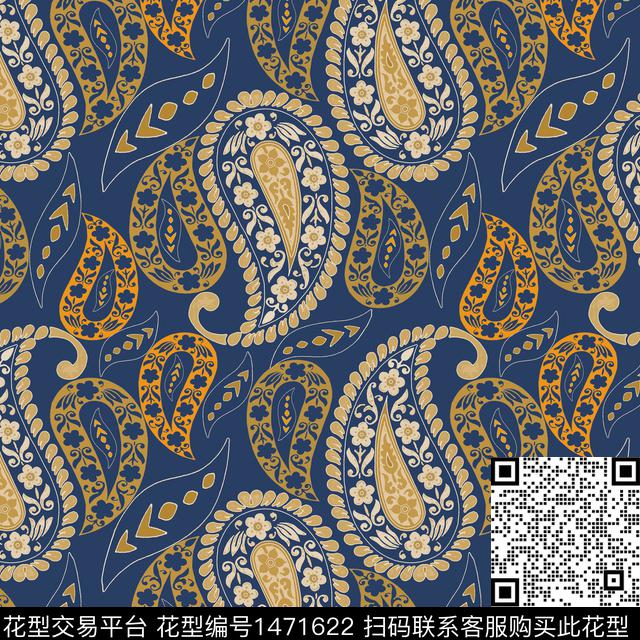 民族风花卉佩斯力传统印花华亿平台下载（图片编号: 1471622） - 瓦栏（Walan）