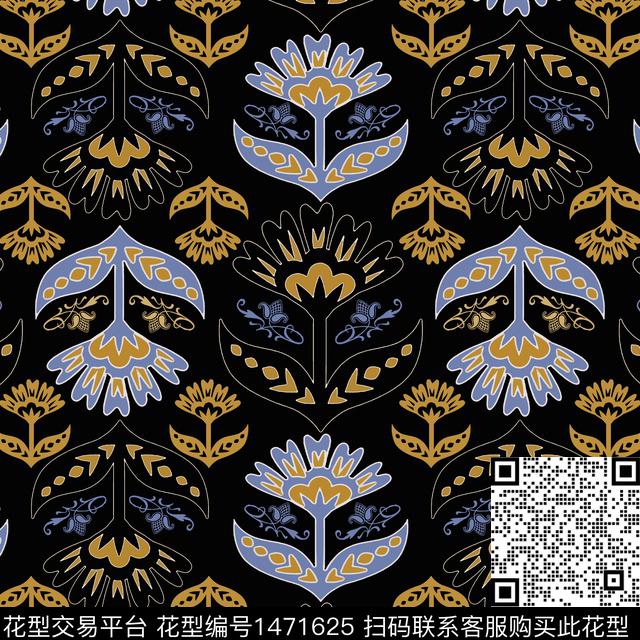 传统纹样民族风花卉传统印花华亿平台下载（图片编号: 1471625） - 瓦栏（Walan）