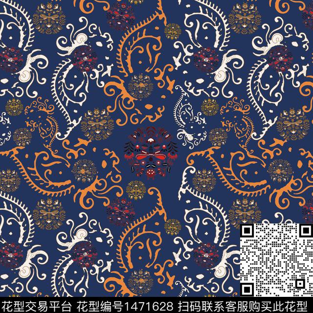 传统纹样民族风佩斯力传统印花华亿平台下载（图片编号: 1471628） - 瓦栏（Walan）