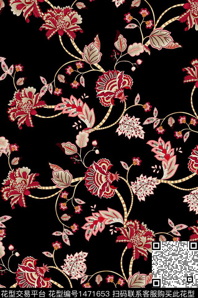 花卉真丝小碎花数码印花华亿平台下载（图片编号: 1471653） - 瓦栏（Walan）