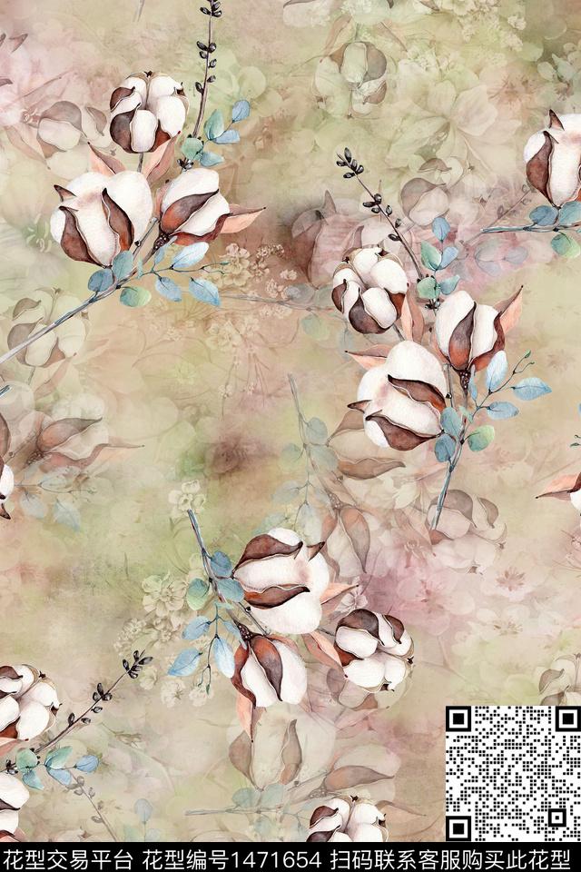 花卉真丝小碎花数码印花华亿平台下载（图片编号: 1471654） - 瓦栏（Walan）