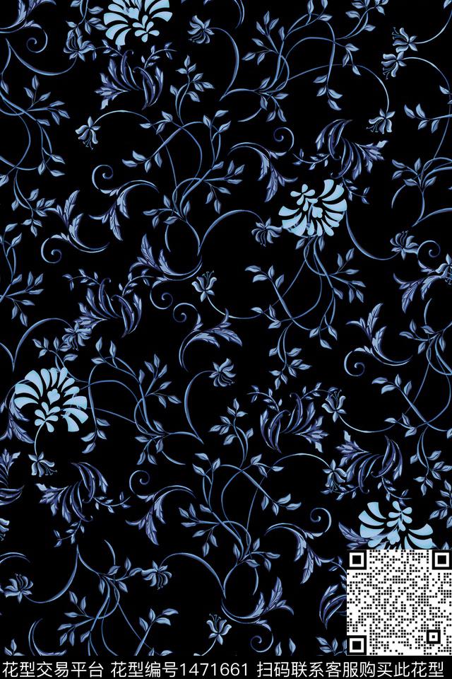 花卉大牌风小清新数码印花华亿平台下载（图片编号: 1471661） - 瓦栏（Walan）