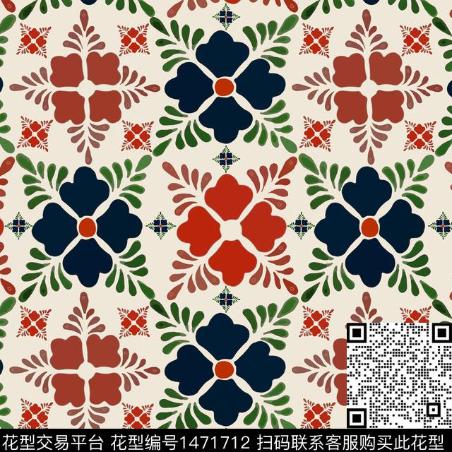 民族风花卉传统花纹传统印花华亿平台下载（图片编号: 1471712） - 瓦栏（Walan）