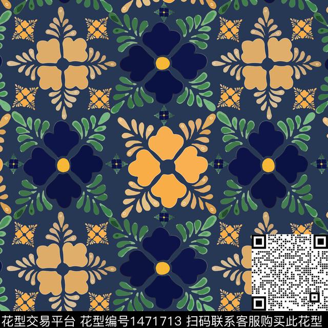 民族风花卉传统花纹传统印花华亿平台下载（图片编号: 1471713） - 瓦栏（Walan）