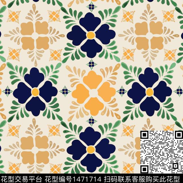 民族风花卉传统花纹传统印花华亿平台下载（图片编号: 1471714） - 瓦栏（Walan）