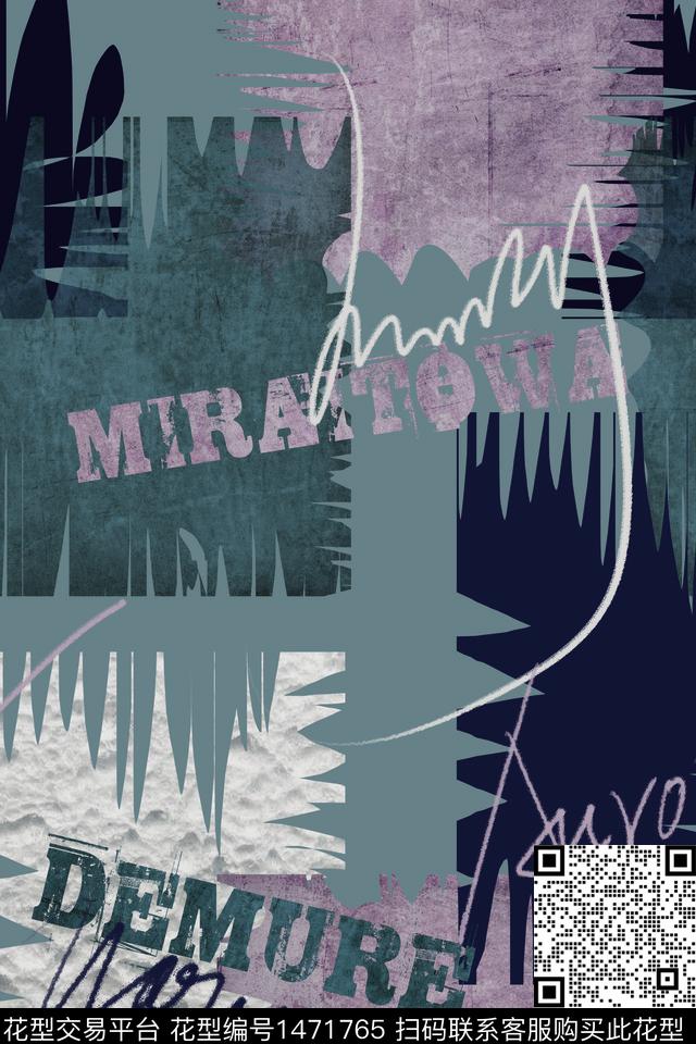 线条字母男装满版花传统印花华亿平台下载（图片编号: 1471765） - 瓦栏（Walan）