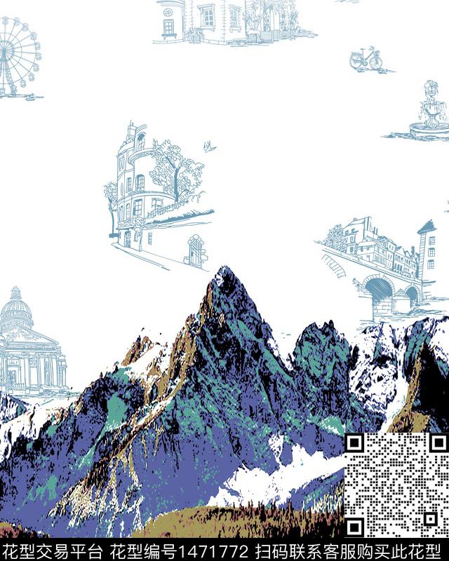 男装定位花时尚休闲数码印花华亿平台下载（图片编号: 1471772） - 瓦栏（Walan）