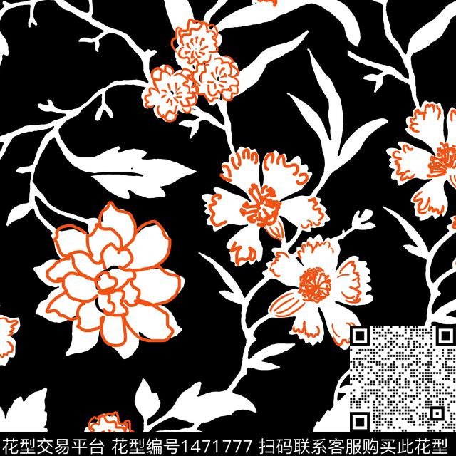 女装墙纸花卉传统印花华亿平台下载（图片编号: 1471777） - 瓦栏（Walan）