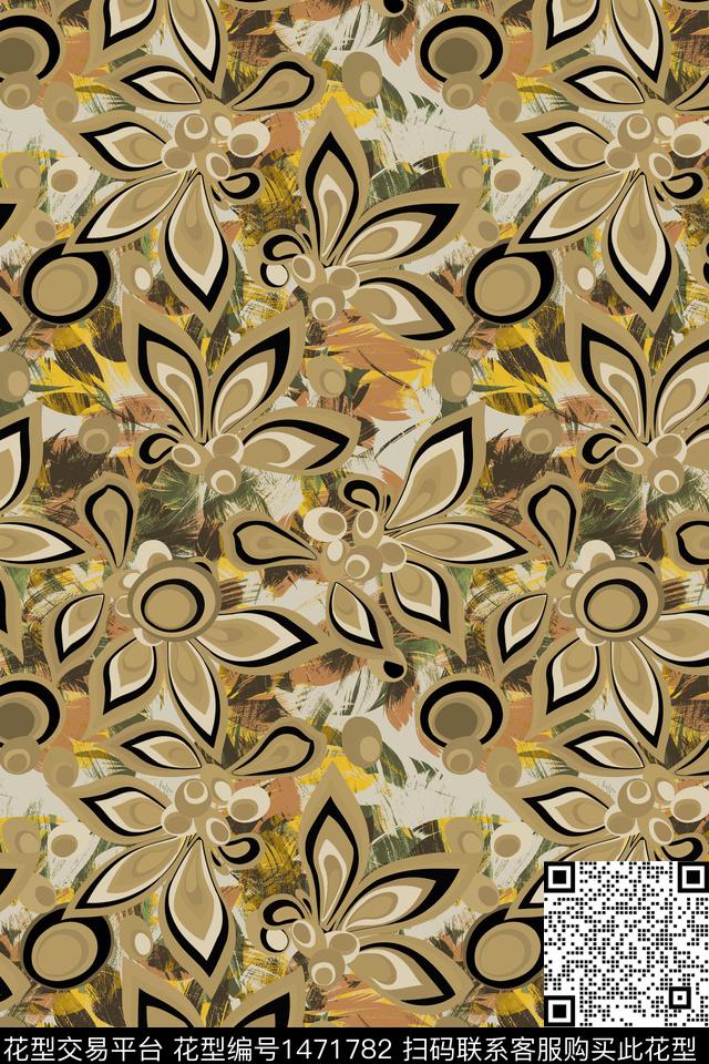 抽象花卉女装中老年数码印花华亿平台下载（图片编号: 1471782） - 瓦栏（Walan）