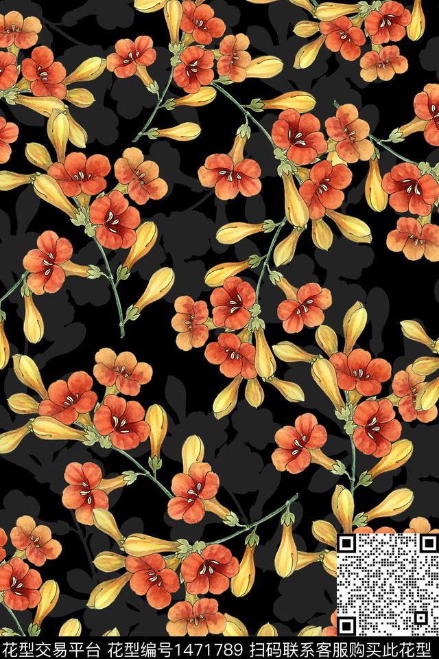 花卉年轻女性潮牌数码印花华亿平台下载（图片编号: 1471789） - 瓦栏（Walan）