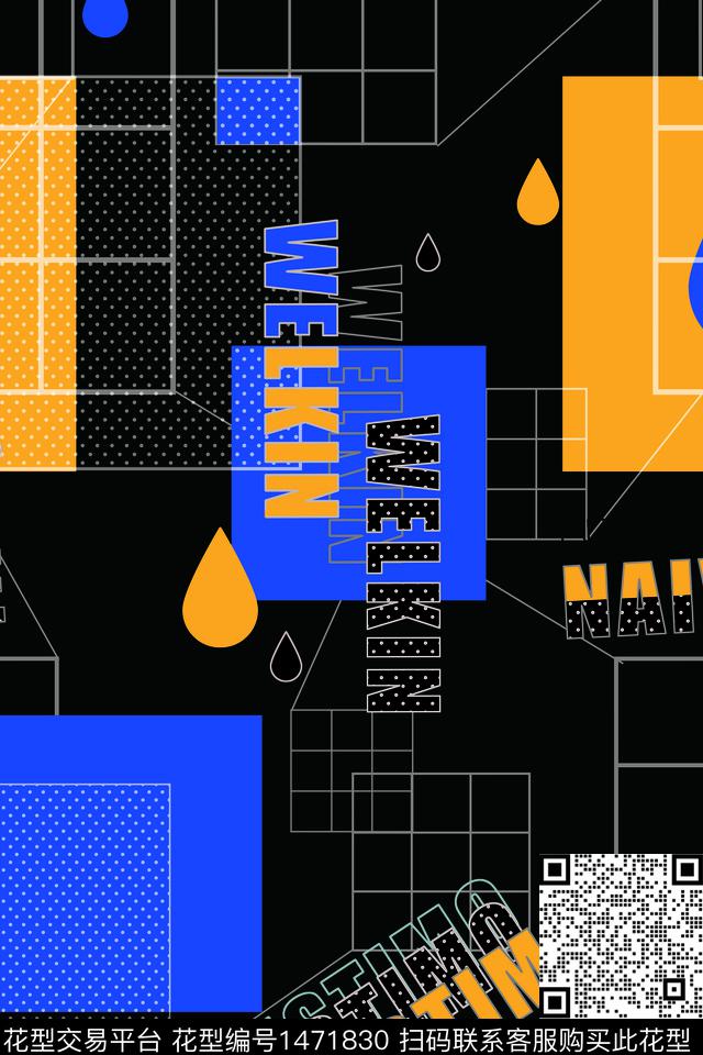 线条字母男装满版花传统印花华亿平台下载（图片编号: 1471830） - 瓦栏（Walan）