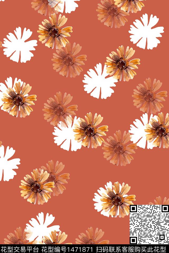 水彩绿植树叶大牌风数码印花华亿平台下载（图片编号: 1471871） - 瓦栏（Walan）