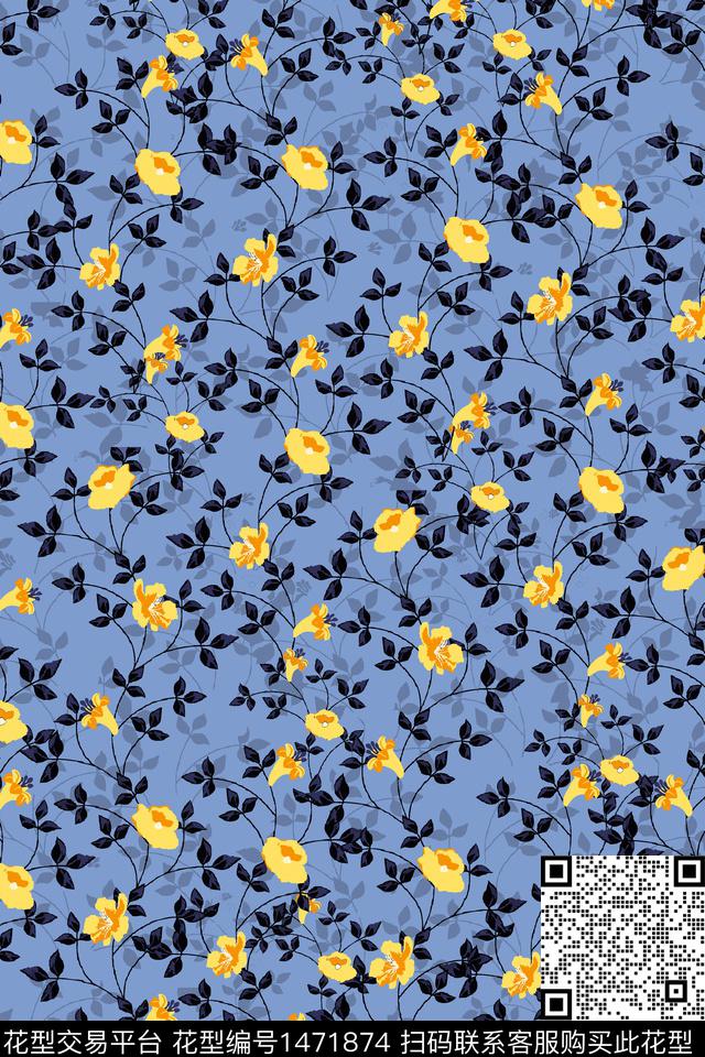 绿植树叶大牌风小清新数码印花华亿平台下载（图片编号: 1471874） - 瓦栏（Walan）