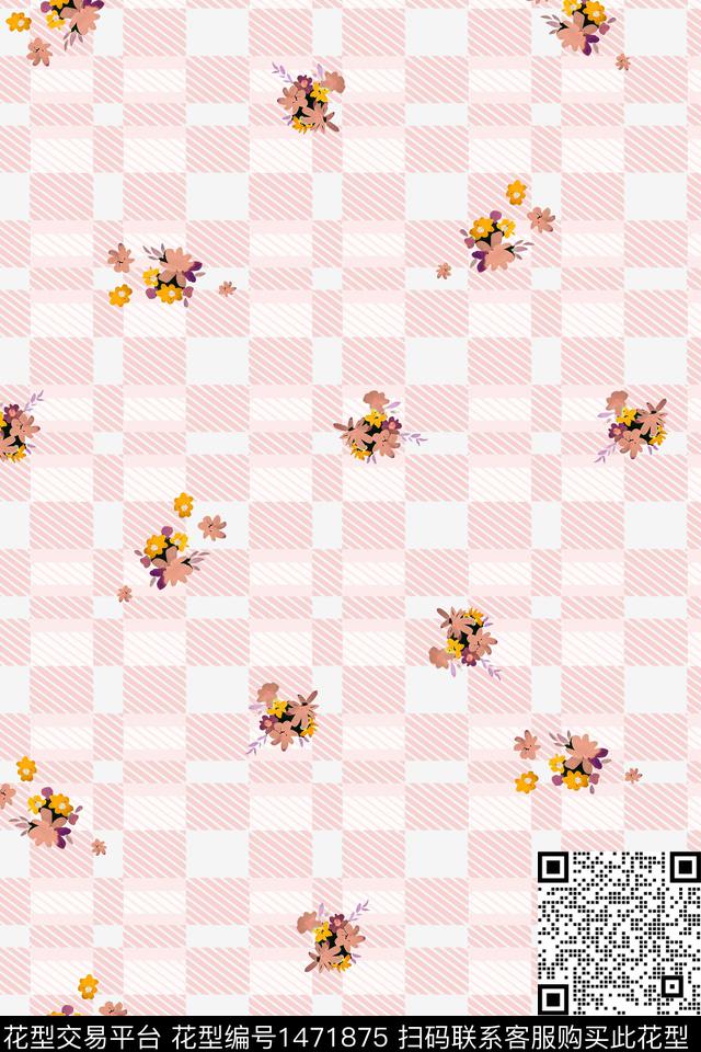 绿植树叶几何花卉大牌风数码印花华亿平台下载（图片编号: 1471875） - 瓦栏（Walan）