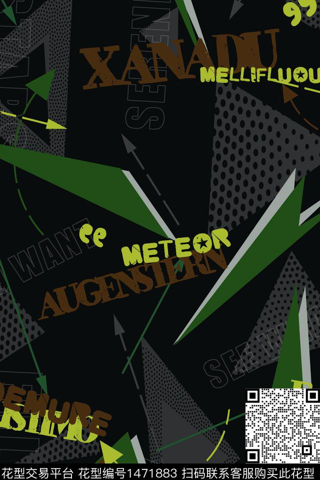 线条字母男装满版花传统印花华亿平台下载（图片编号: 1471883） - 瓦栏（Walan）