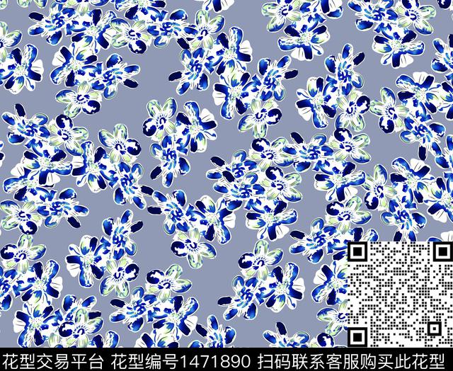 女装清爽底花卉花卉数码印花华亿平台下载（图片编号: 1471890） - 瓦栏（Walan）